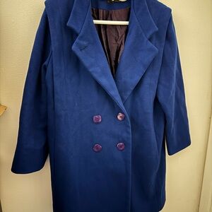 Elegant Women's Wool Coat (Royal Blue, Excellent Condition)